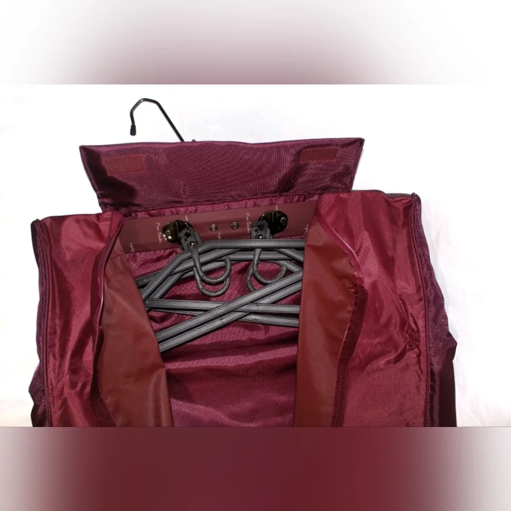 PIERRE CARDIN Burgundy Canvas Folding Garment or Suit Bag Luggage